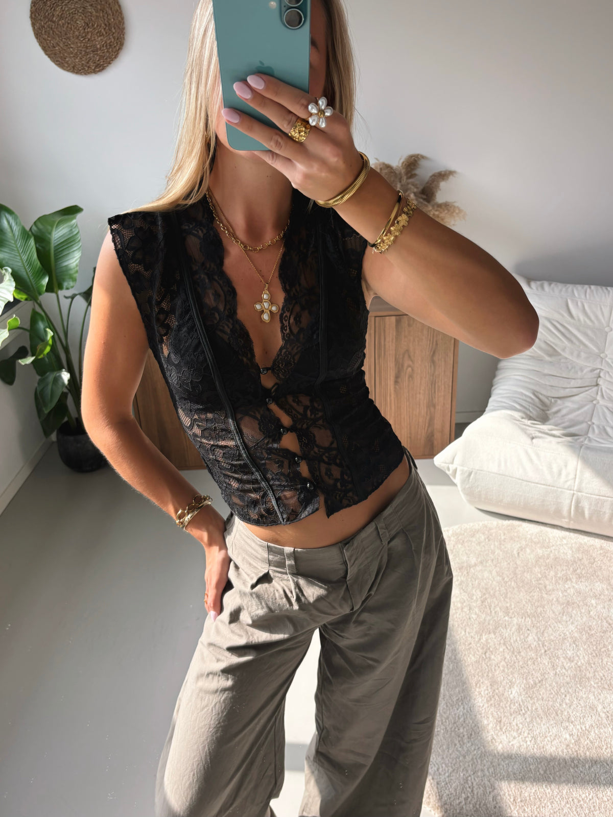Sculpt Lace Top - Black