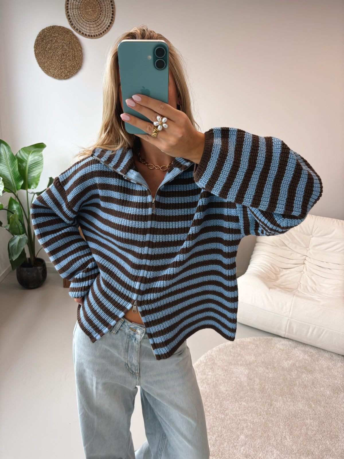 Zip Cardigan - Blue