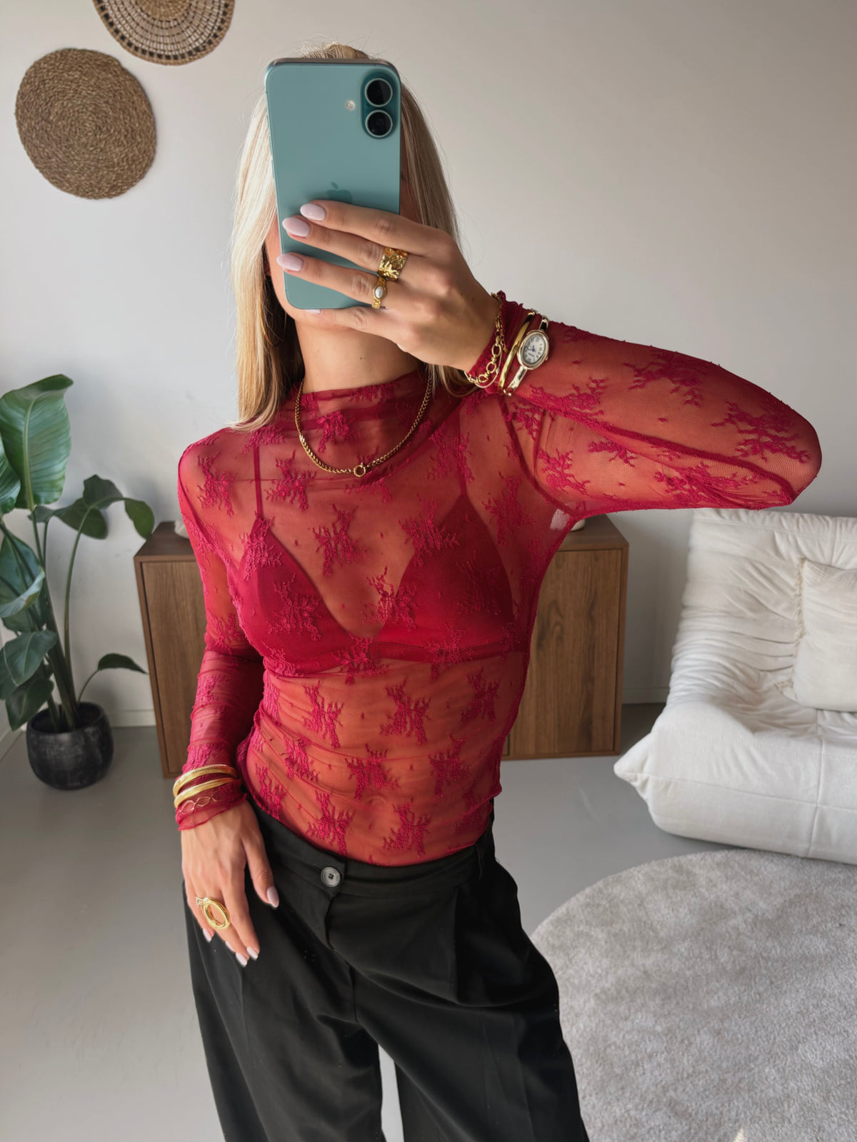 Floral Lace Top - Bordeaux