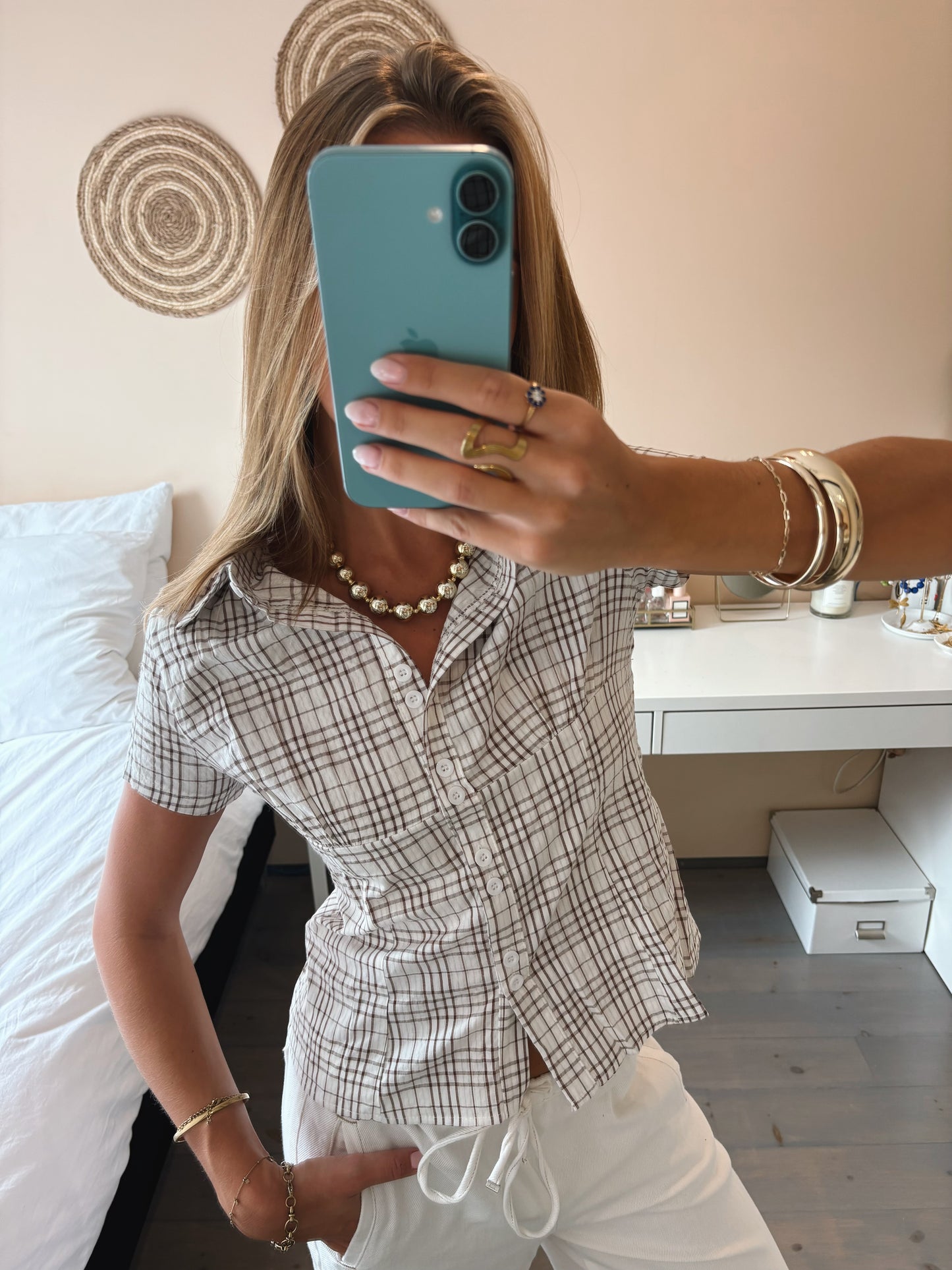 Checked Fitted Blouse