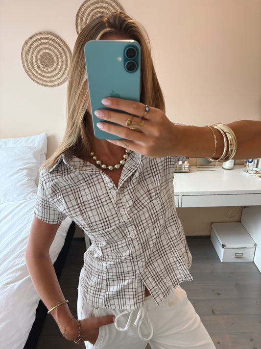 Checked Fitted Blouse