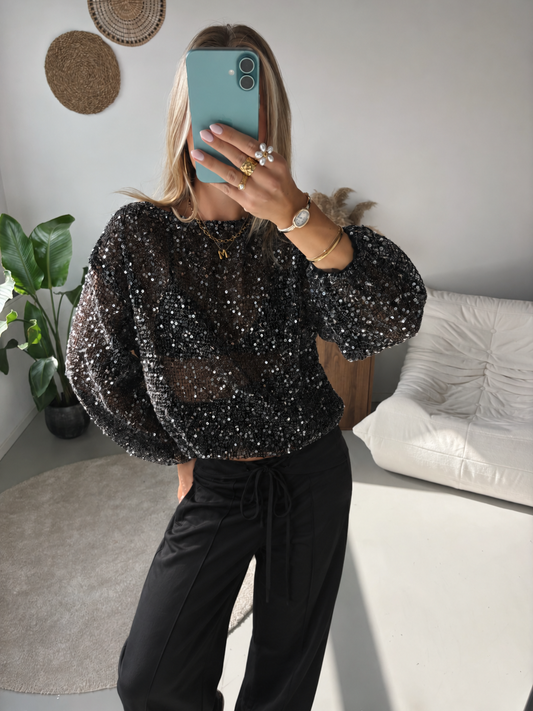Midnight Shimmer Top - Black