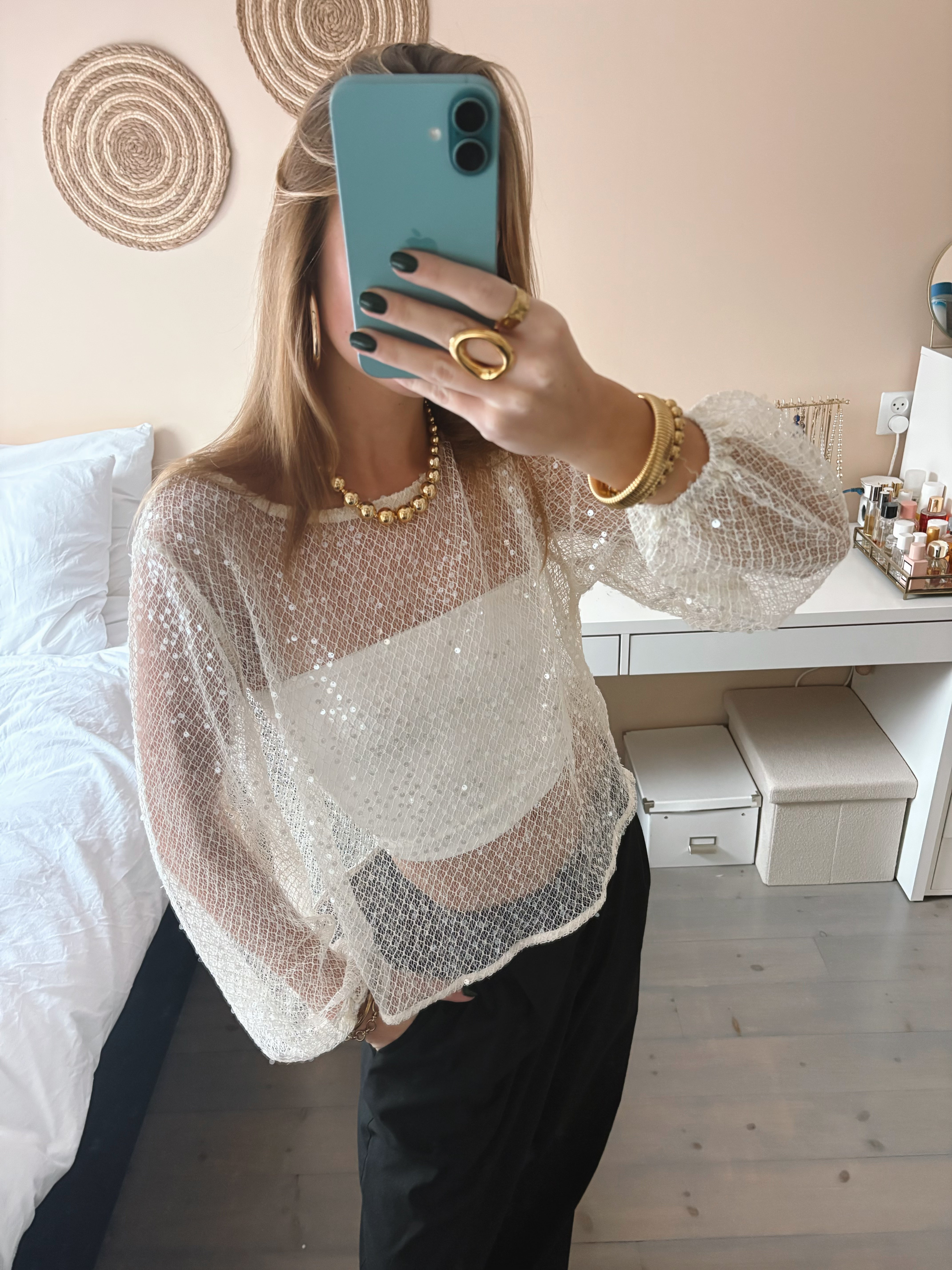 Shimmer Mesh Top