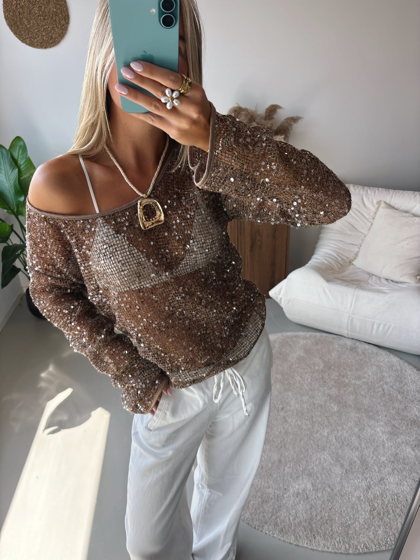 One Shoulder Sparkle Knit
