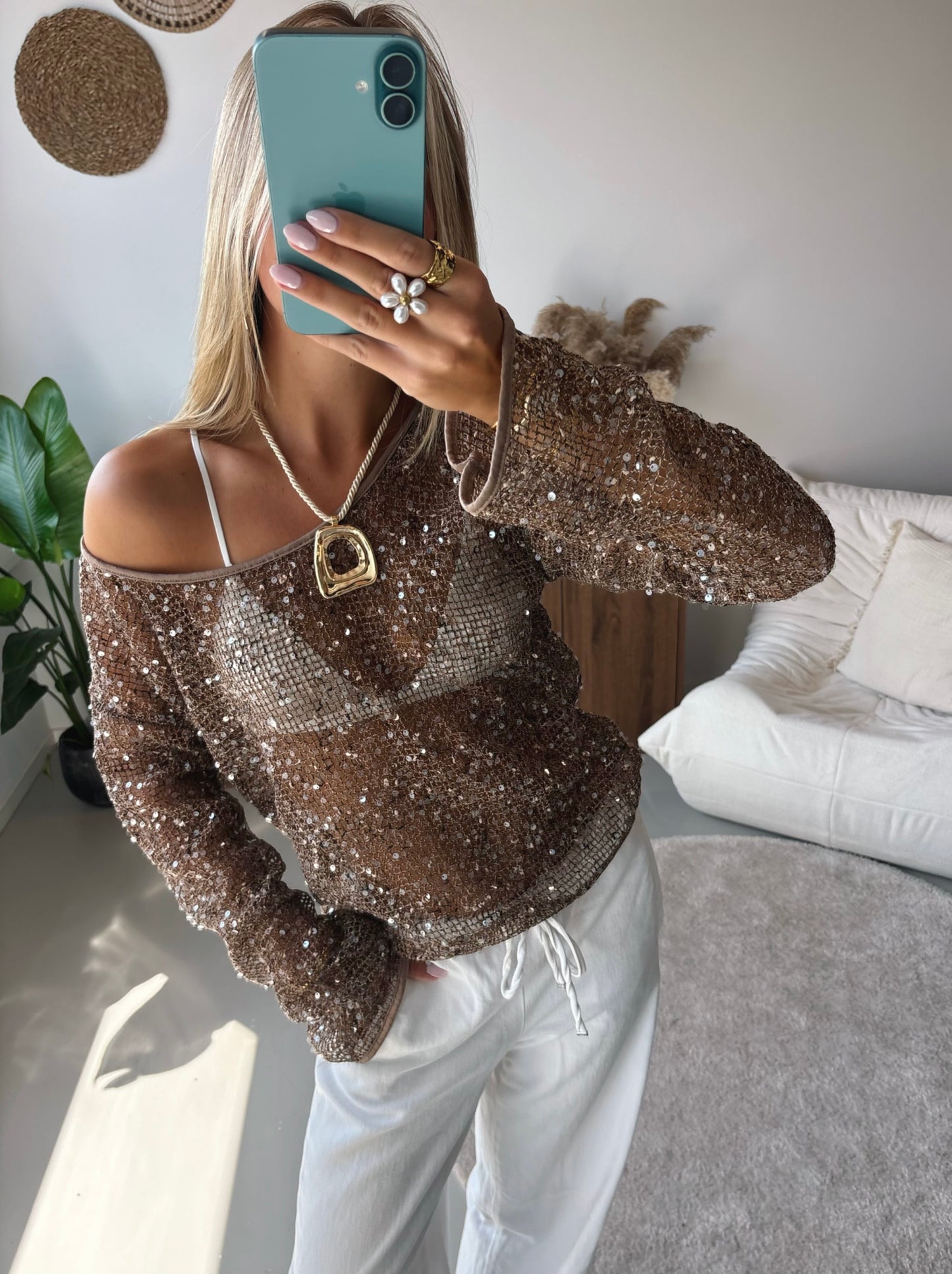 One Shoulder Sparkle Knit