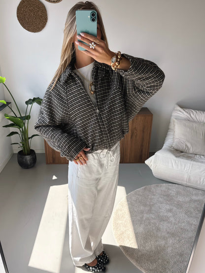 Cropped Check Jacket