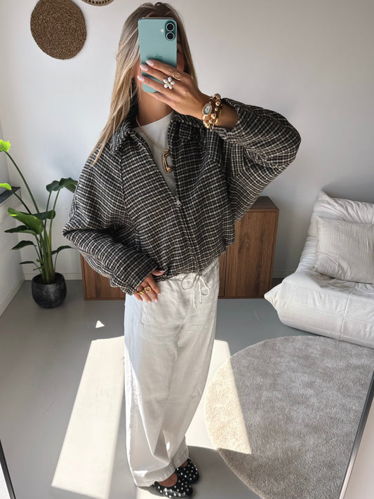 Cropped Check Jacket