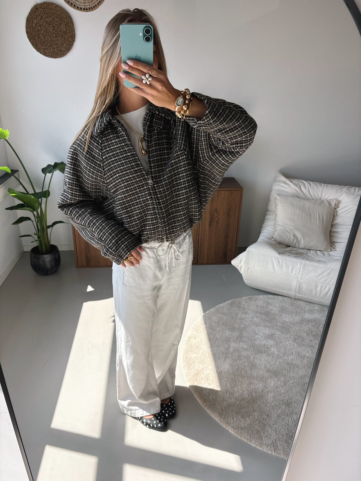 Cropped Check Jacket