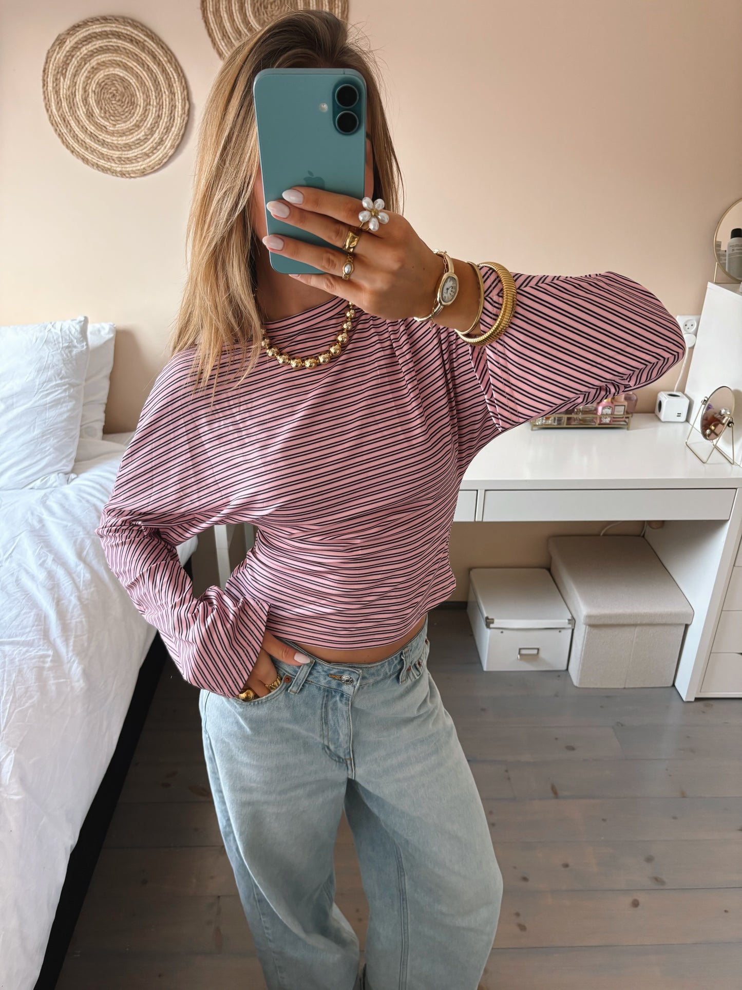 Wide Sleeve Stripe Top