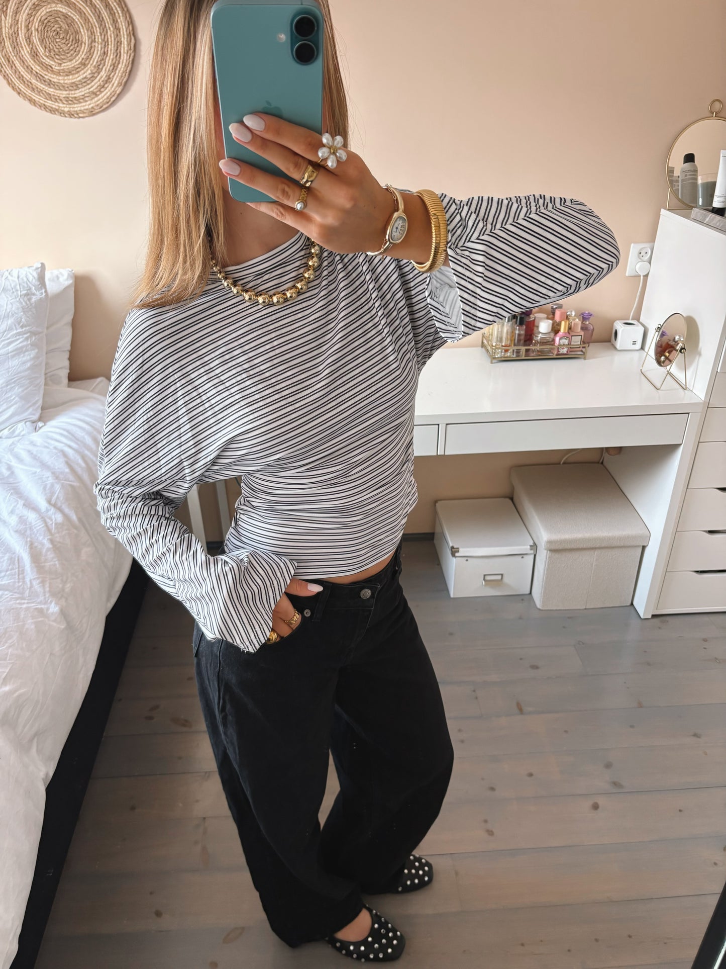 Wide Sleeve Stripe Top