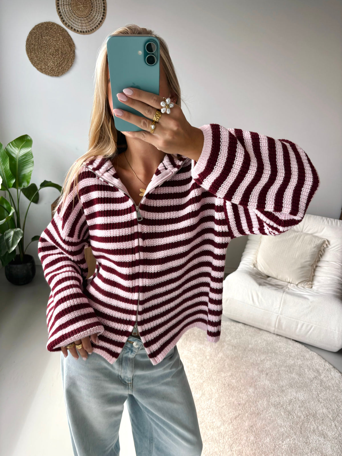 Zip Cardigan - Striped