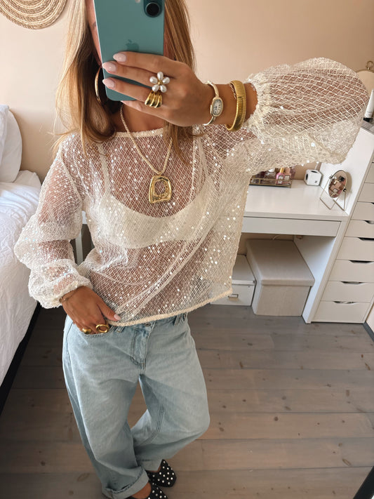 Shimmer Mesh Top