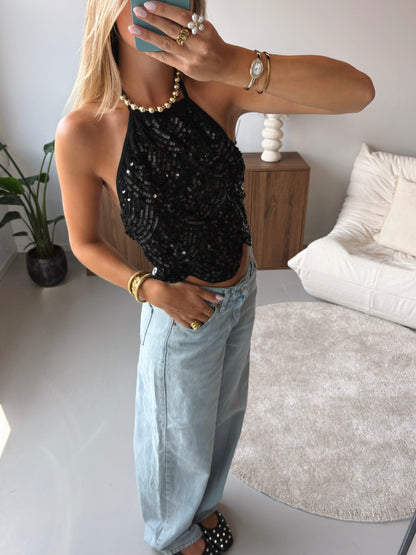 Glitter Halter Top