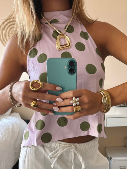 Polka Halter Top