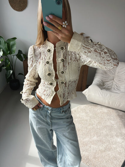 Lace Button Blouse