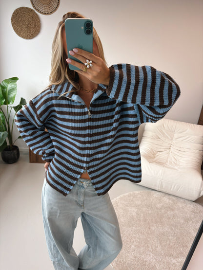 Zip Cardigan - Blue
