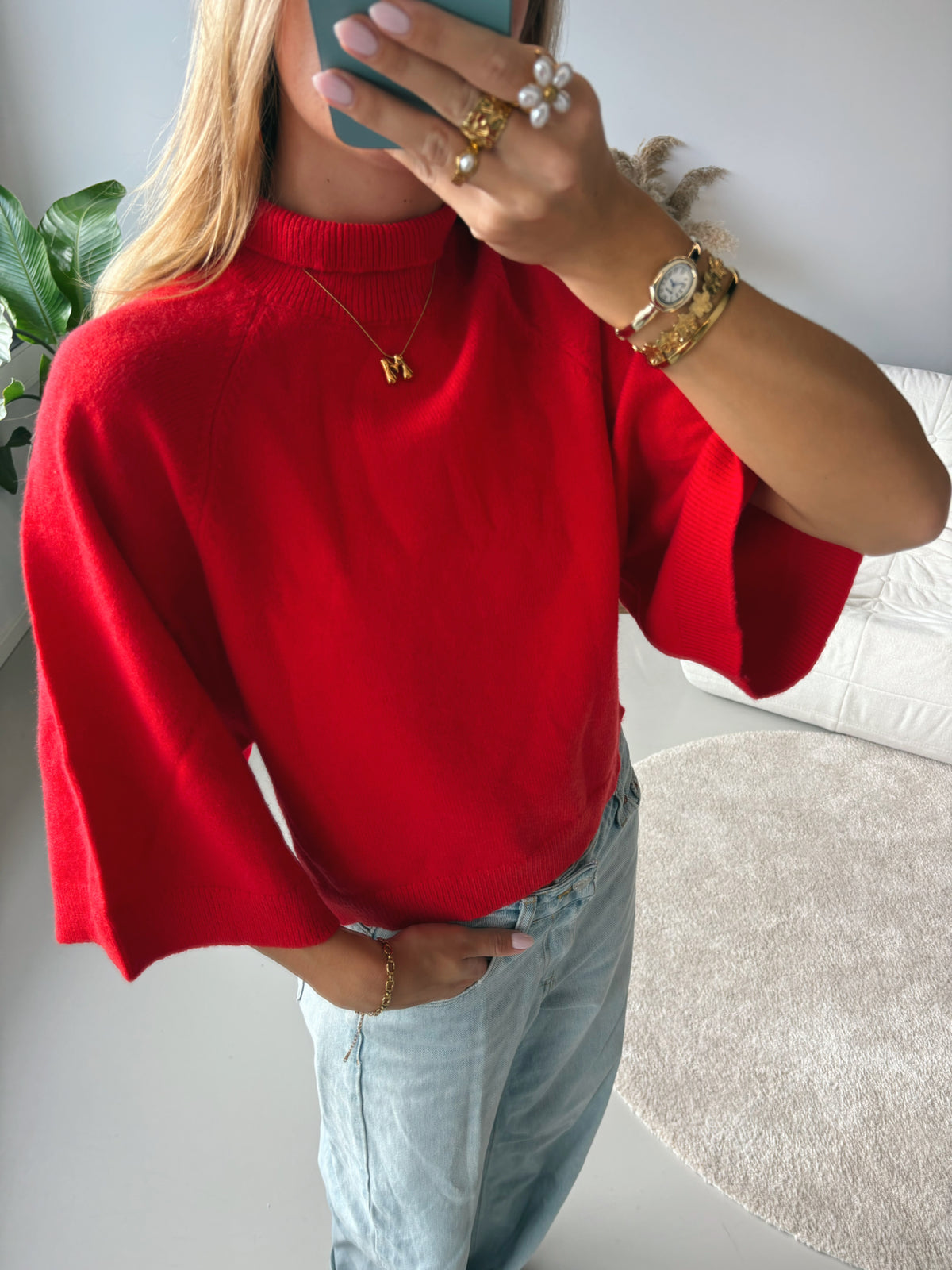 Flow Sleeve Knit - Red