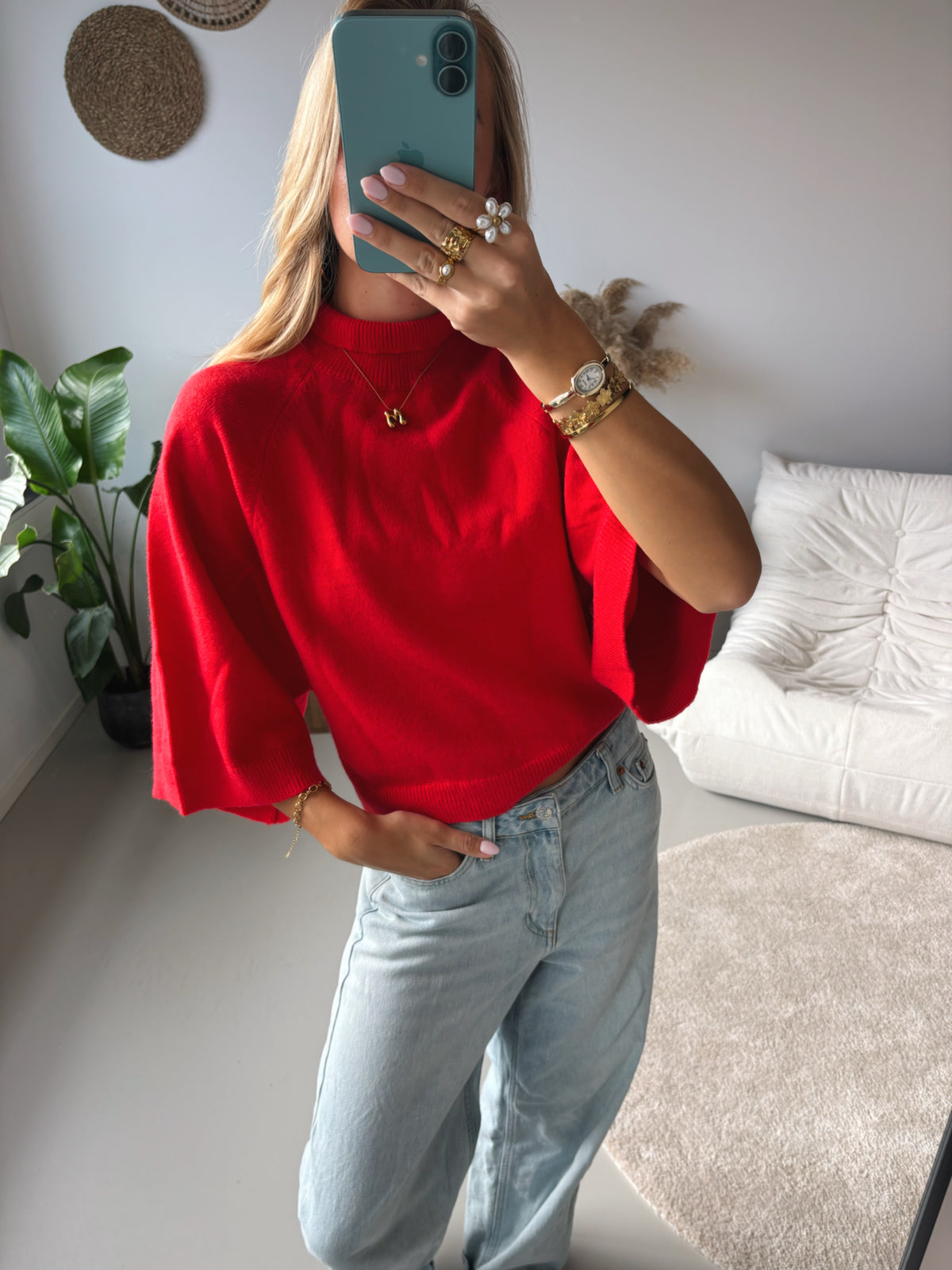 Flow Sleeve Knit - Red