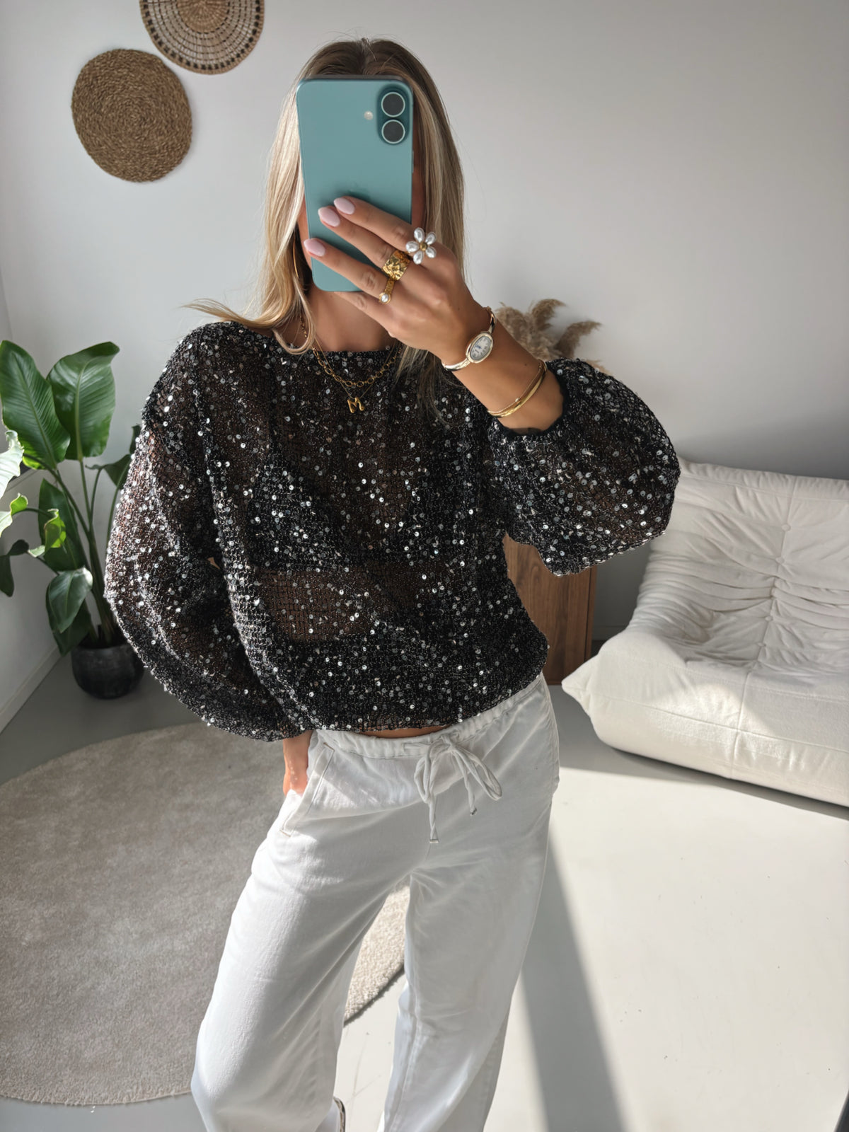 Midnight Shimmer Top - Black