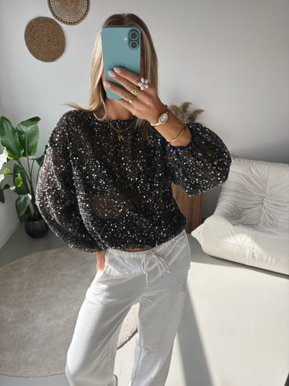 Midnight Shimmer Top - Black