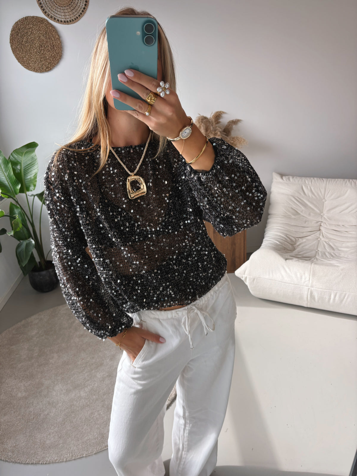 Midnight Shimmer Top - Black