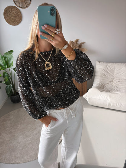 Midnight Shimmer Top - Black