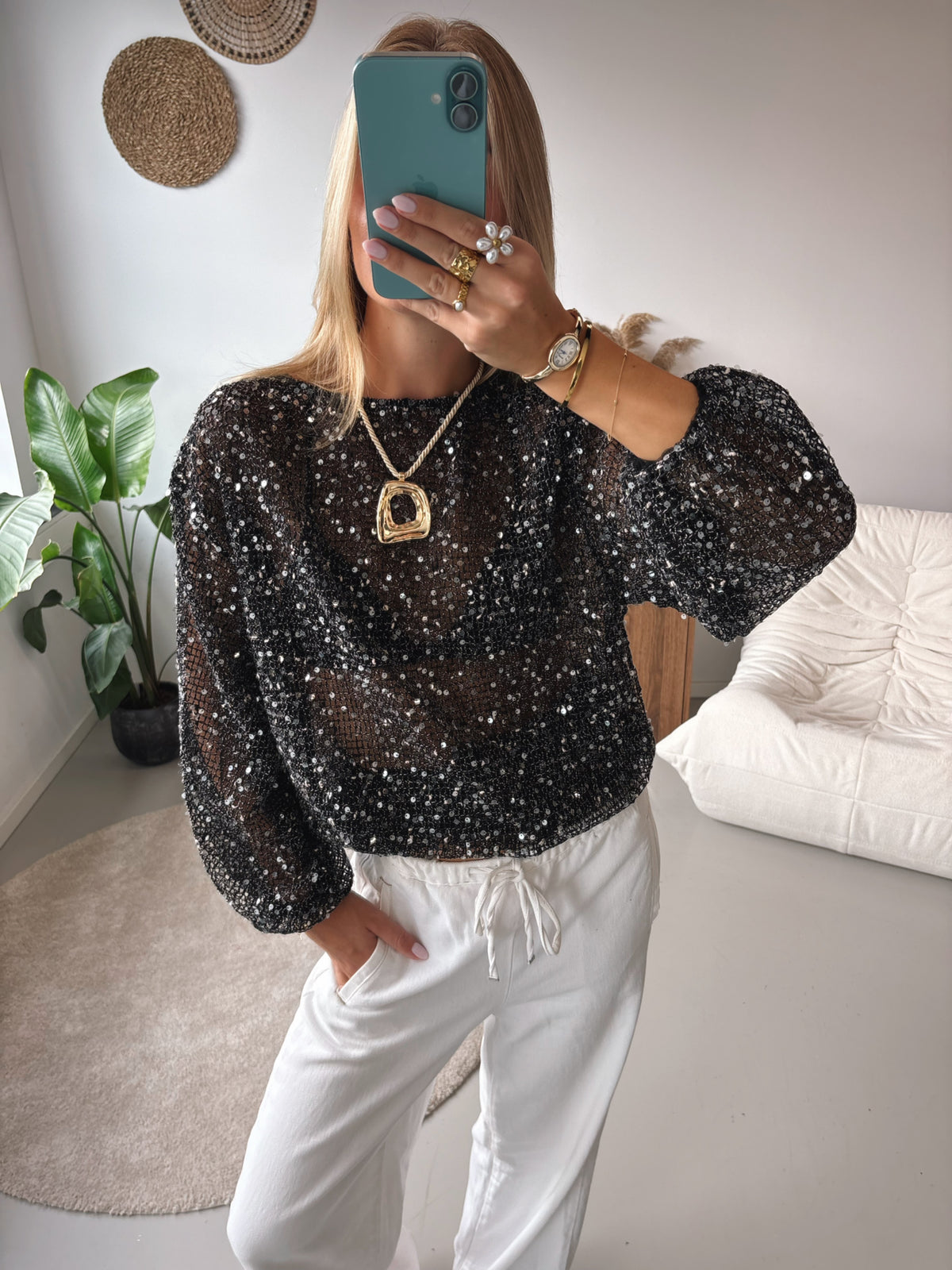 Midnight Shimmer Top - Black
