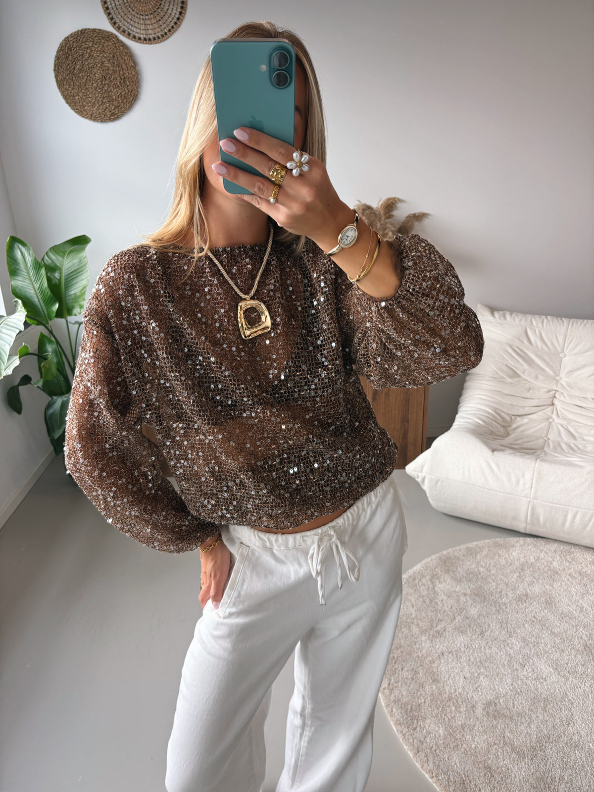 Midnight Shimmer Top - Brown
