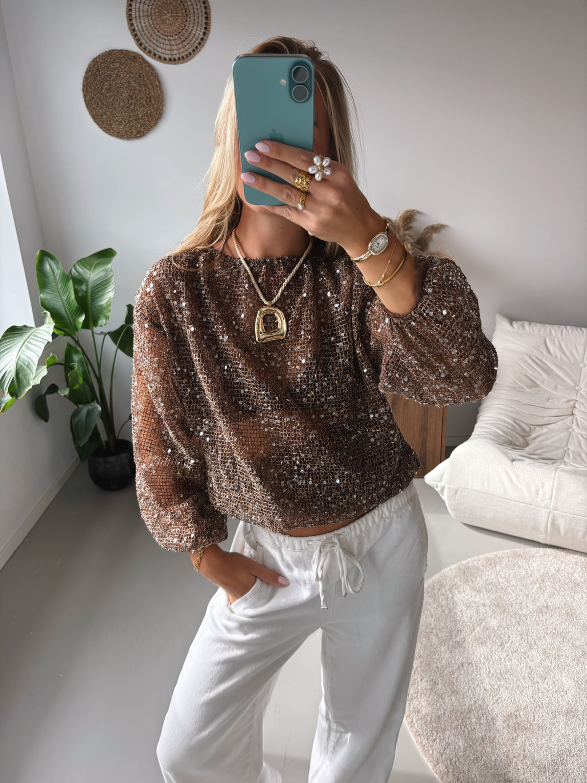 Midnight Shimmer Top - Brown