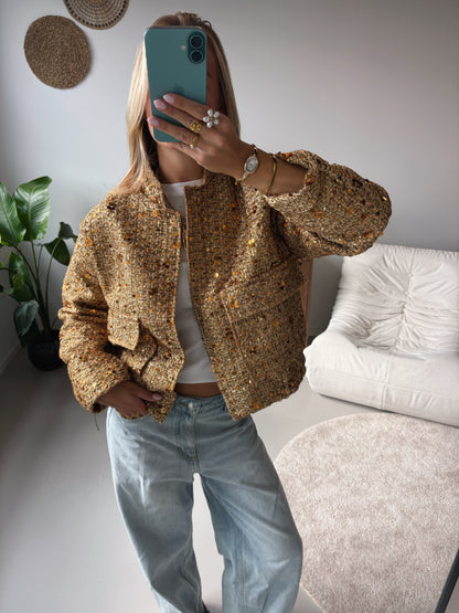 Glitter Bomber Jacket - Gold