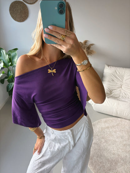 Sculpted Drape Top - Purple