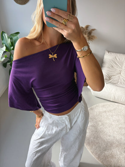 Sculpted Drape Top - Purple