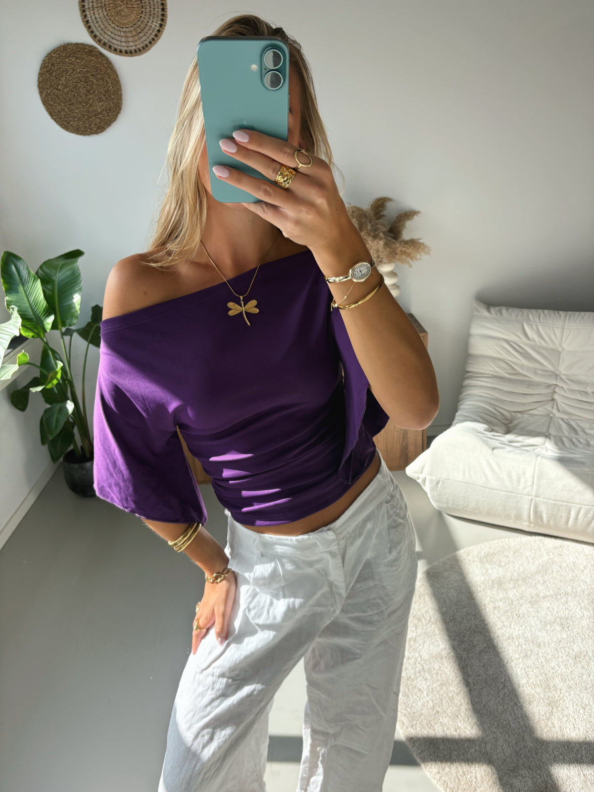 Sculpted Drape Top - Purple