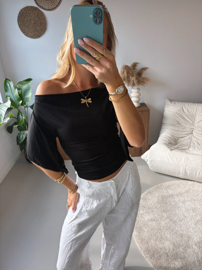 Sculpted Drape Top - Black