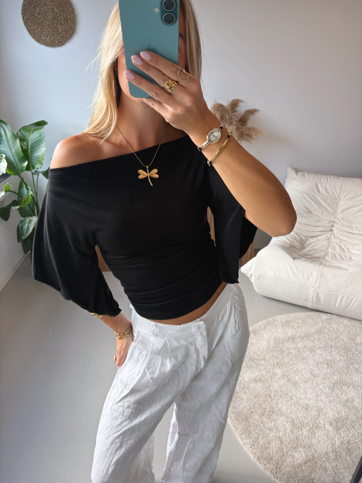 Sculpted Drape Top - Black