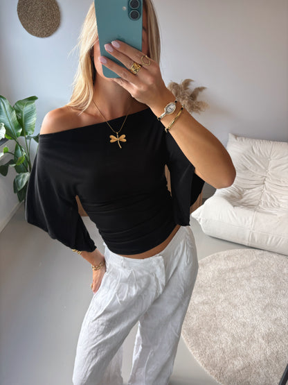 Sculpted Drape Top - Black