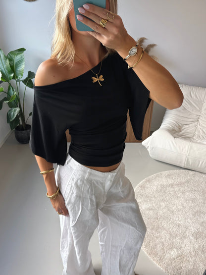 Sculpted Drape Top - Black
