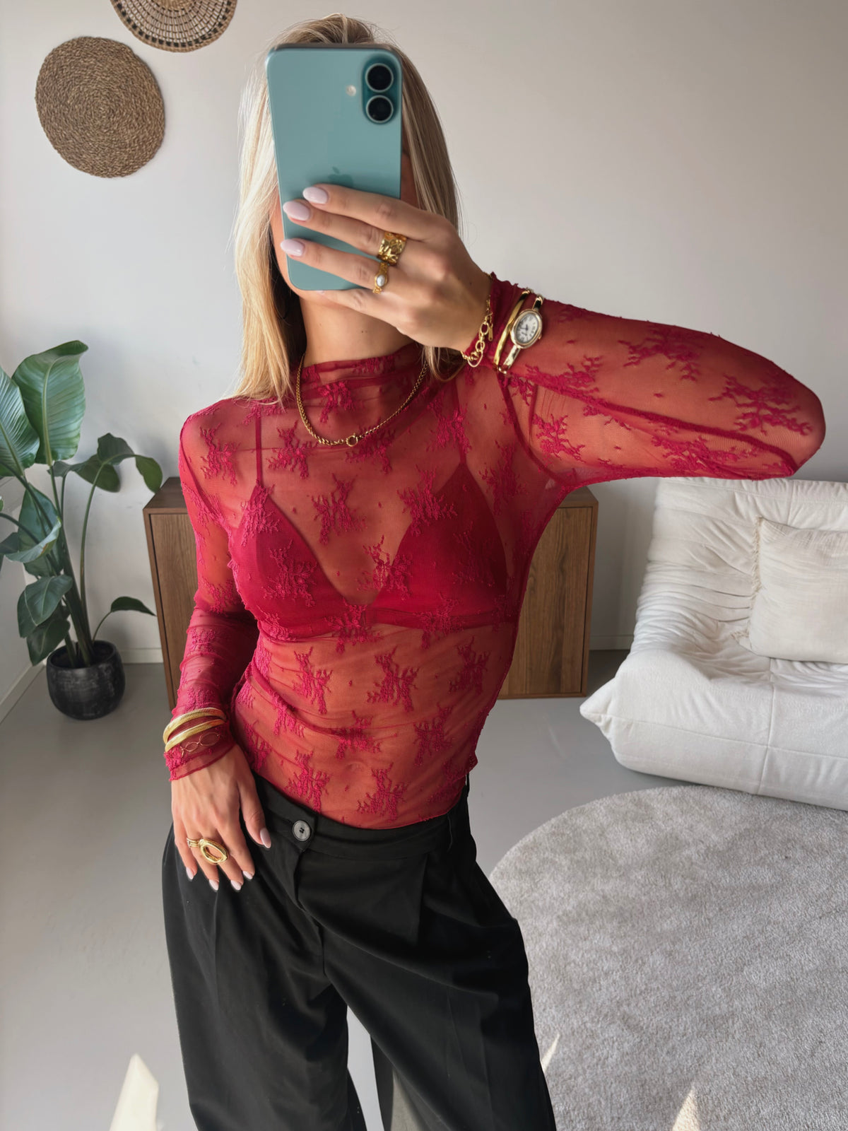 Floral Lace Top - Bordeaux