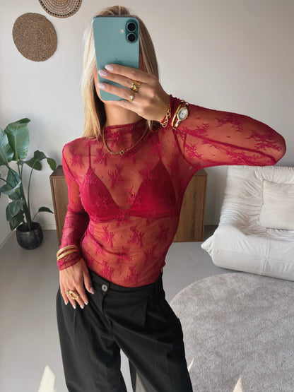 Floral Lace Top - Bordeaux