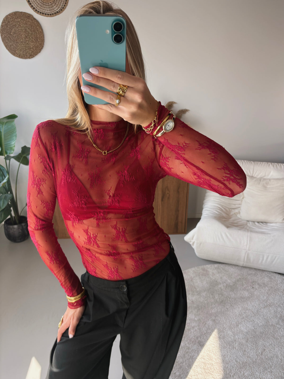 Floral Lace Top - Bordeaux
