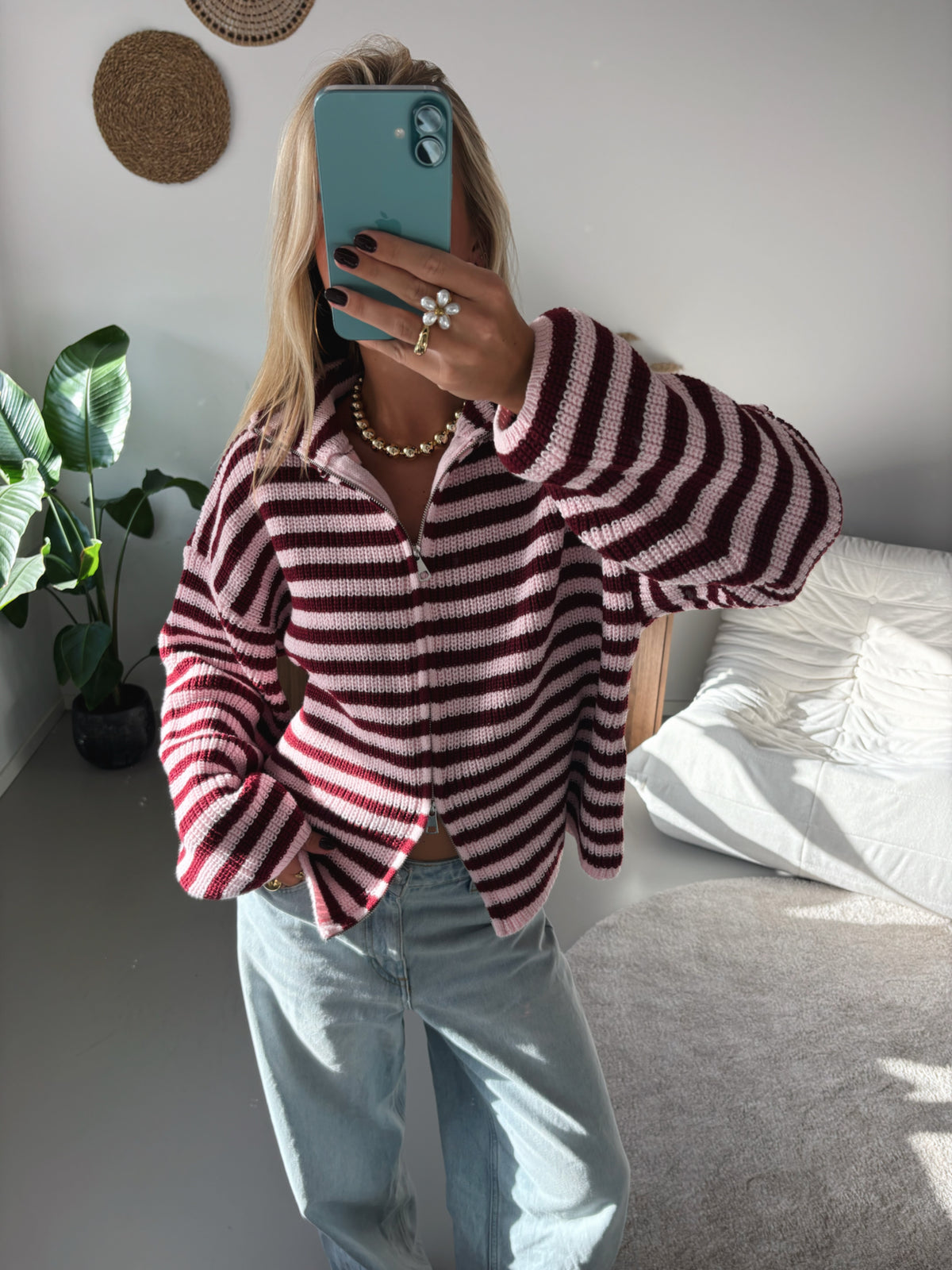 Zip Cardigan - Striped