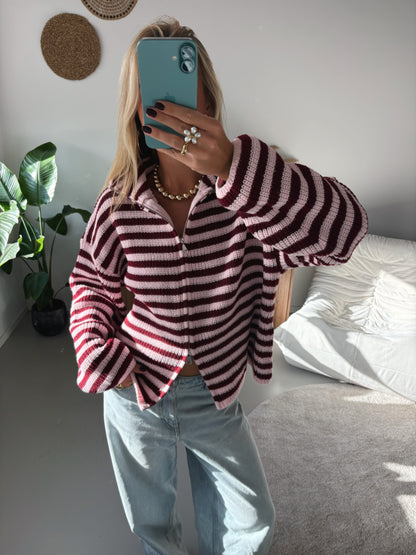 Zip Cardigan - Striped