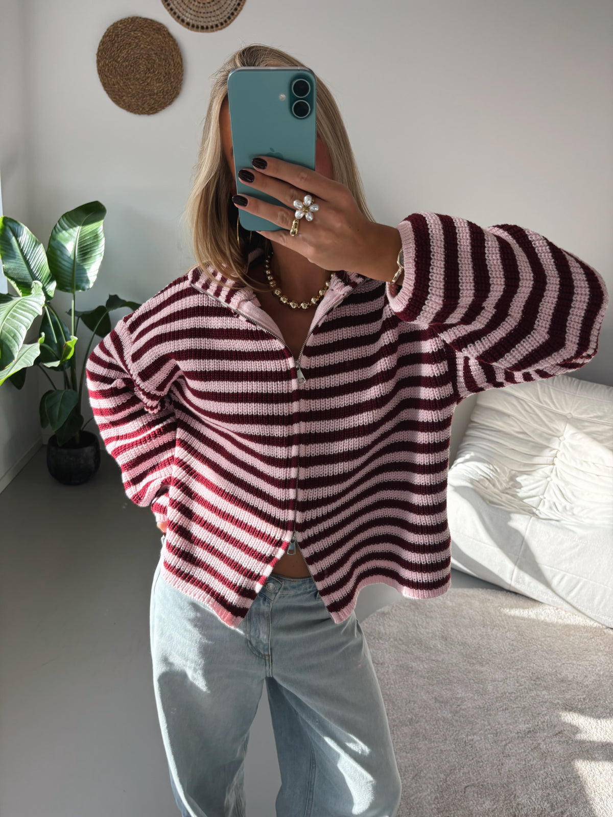 Zip Cardigan - Striped