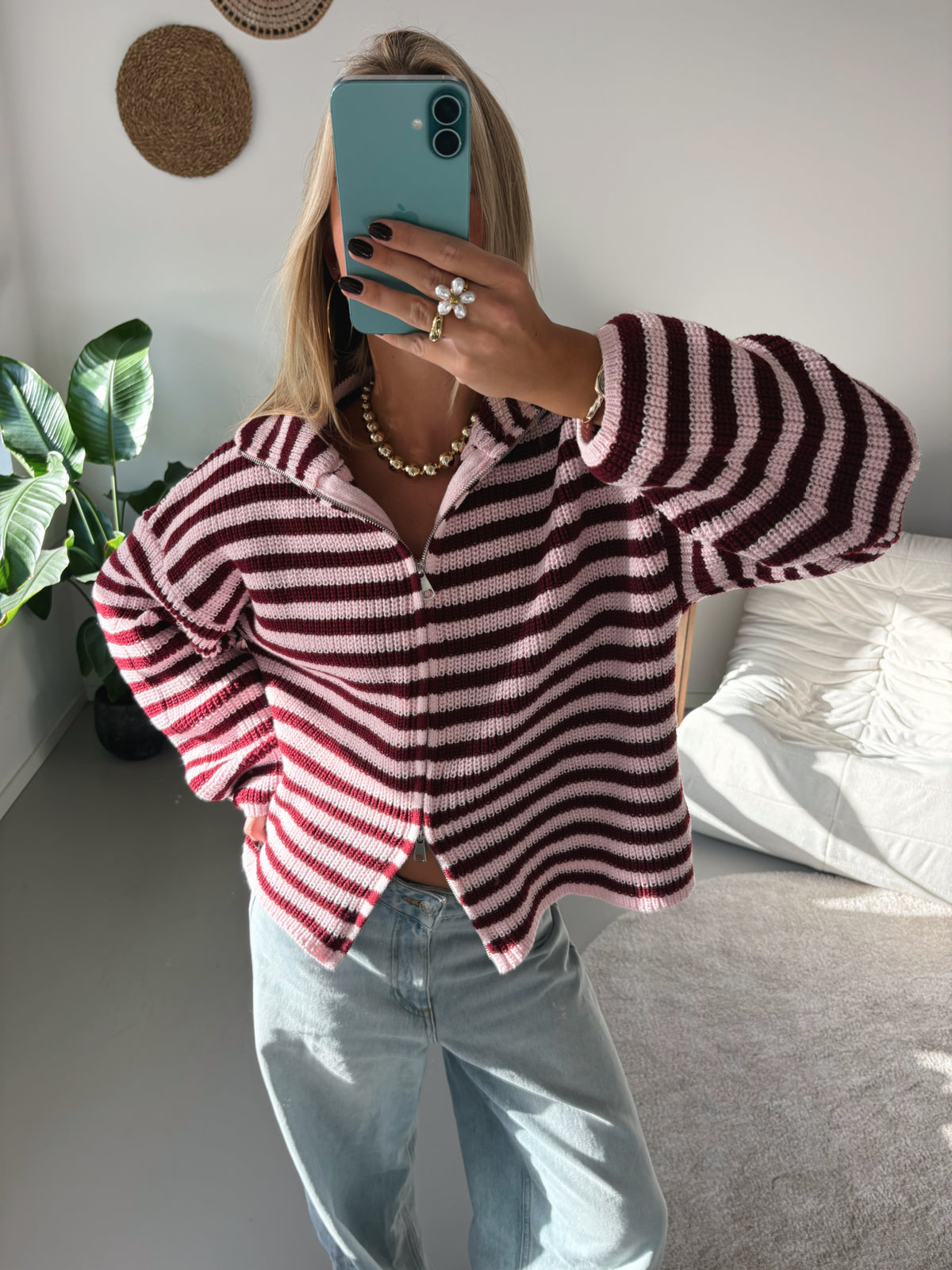 Zip Cardigan - Striped