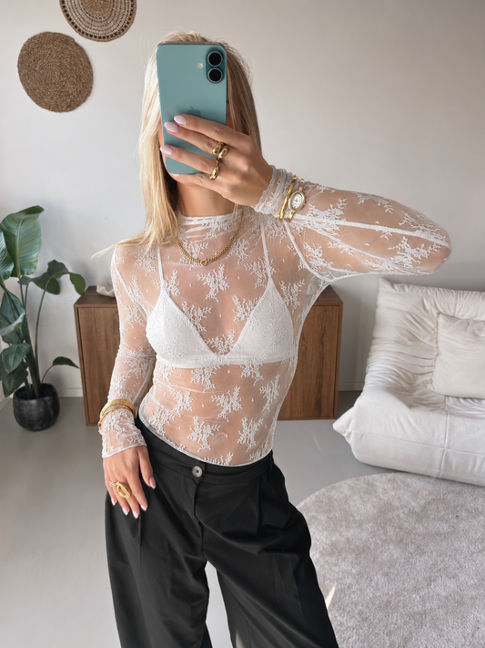 Floral Lace Top - White