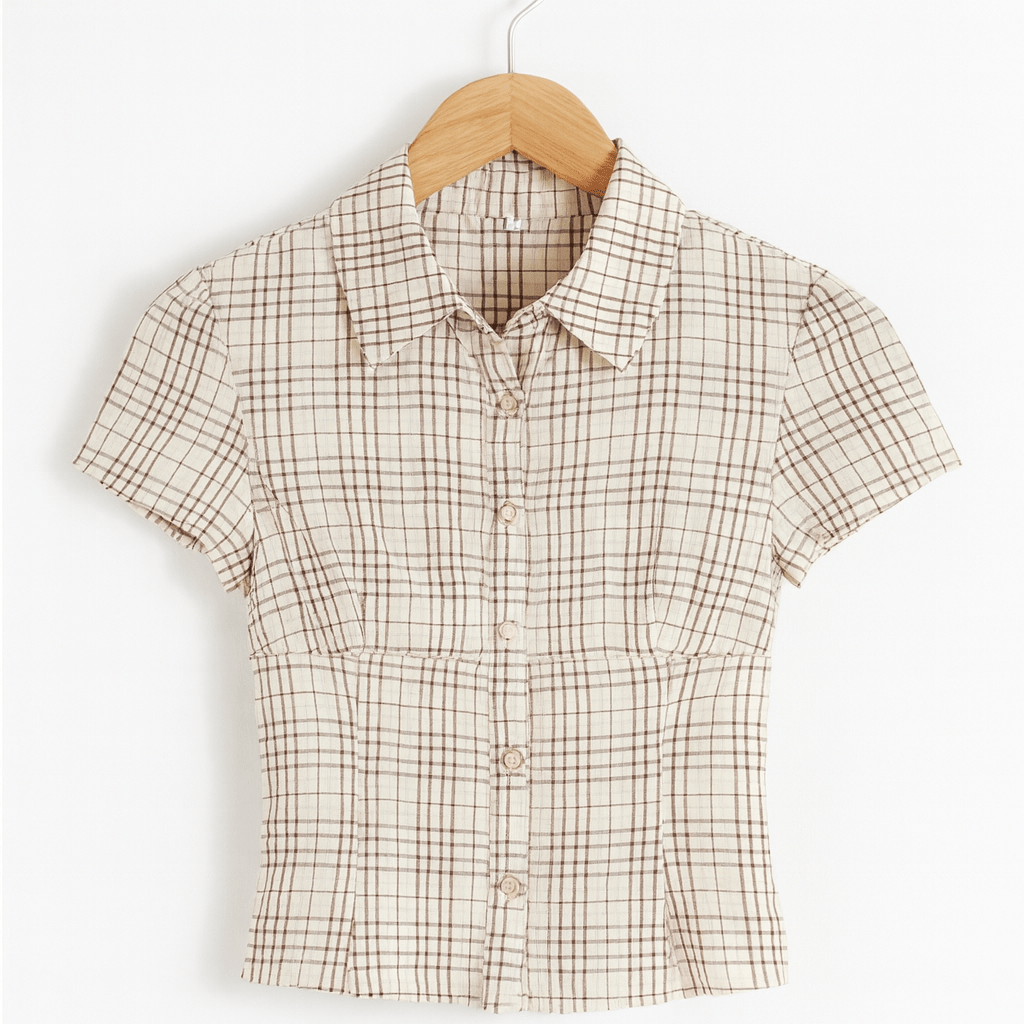 Checked Fitted Blouse - MOOS The Label