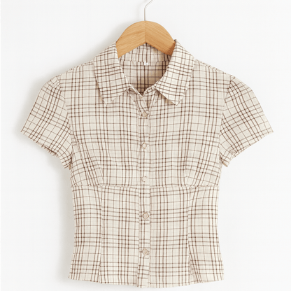 Checked Fitted Blouse - MOOS The Label