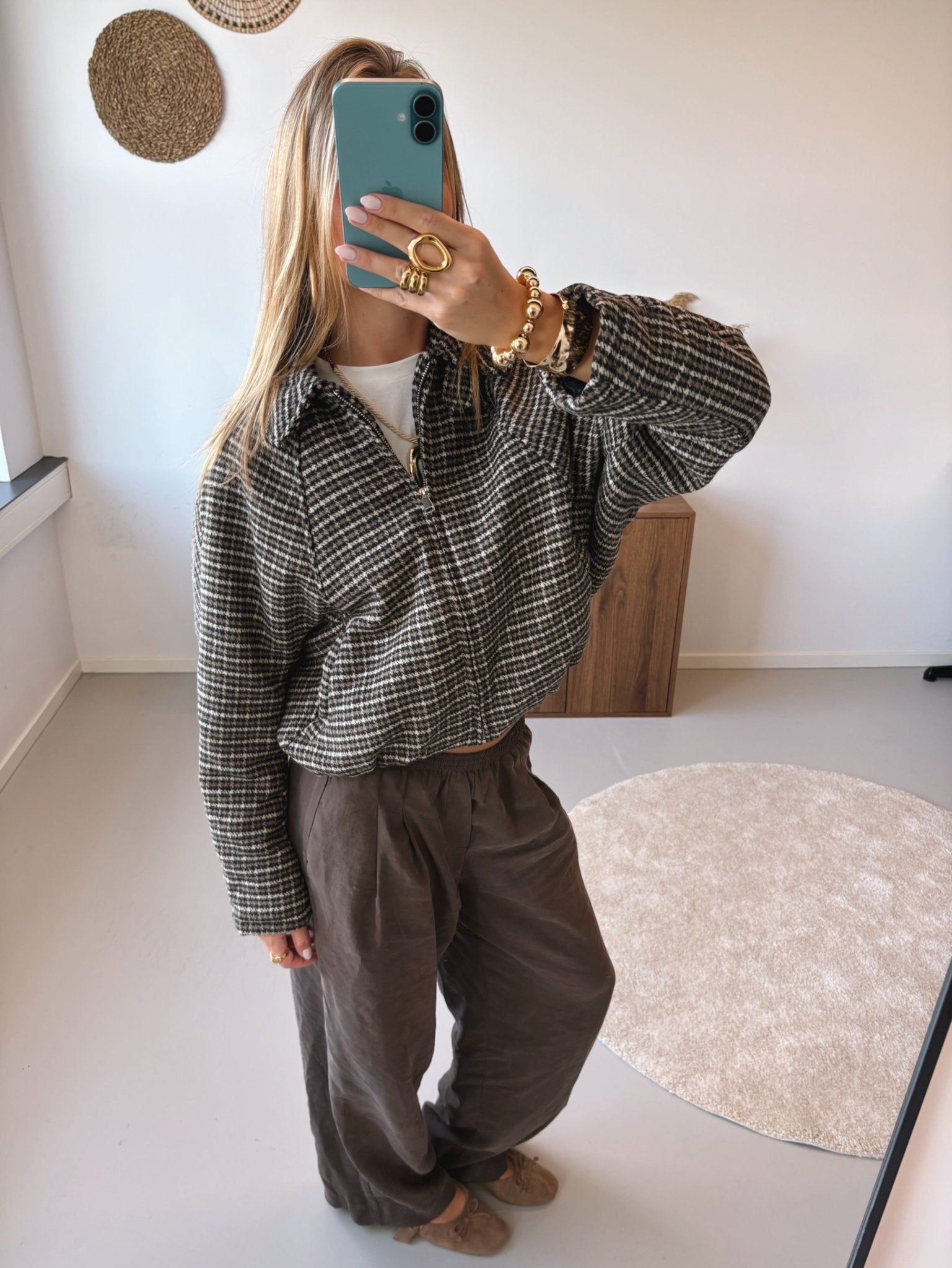 Cropped Check Jacket - MOOS the Label