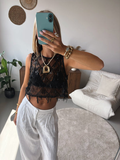 Glitter Fringe Top - MOOS the Label