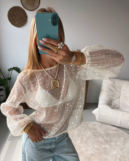 Shimmer Mesh Top
